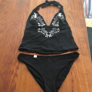 La Perla Beaded Halter Two-Piece Swimsuit Size 10, worn twice, VGUC